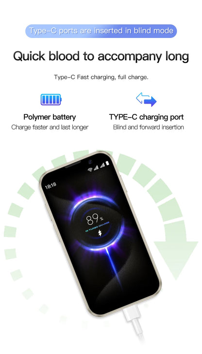 Mini Smartphone 3 Inch Android 8.1 Unlocked Dual SIM 2GB+16GB MTK6580 Quad Core Face Recognition WiFi Bluetooth GPS Compact Mobile Phone with Type-C Charging 5MP Camera 1000mAh Battery for Travel Backup Emergency