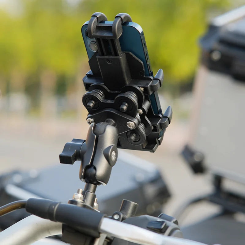 Motorcycle Bike Phone Holder w/ Shock Absorbe Handlebar Fork Stem Mount GPS Clip for 4.7-7.1 inch Shockproof Mobile Phone Stand - Nova Electronics