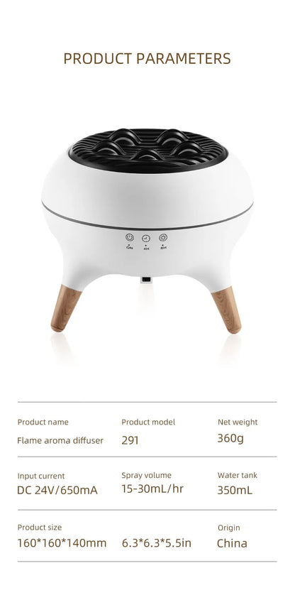 Flame Humidifier Dynamic Jellyfish Essential Oil Diffuser 350ML Air Humidifier Gradient Color Aroma Diffuser Desktop Night Light