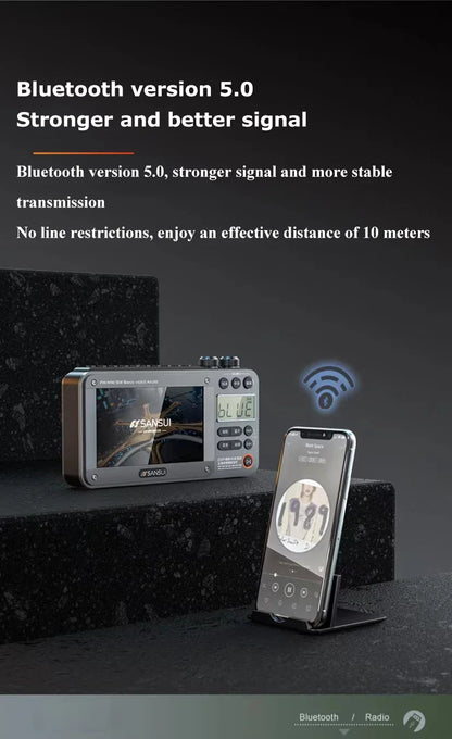 7-Inch IPS Wireless Retro Bluetooth Speaker with FM/AM/SW Radio, HD Video & E-book Reader, 8-Hour Battery, TF/USB Playback for Camping & Travel - Nova Electronics