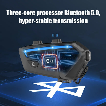 FreedConn FX Motorcycle Bluetooth Intercom Headset for 10 Riders - Crystal Clear Audio, 1.2 Mile Range, Waterproof - Nova Electronics