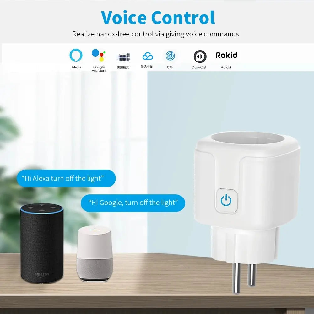 Tuya Wifi Smart Socket EU Plug 16/20A Power Monitor Remote Control SmartLife APP Works with Alexa Yandex Alice Google Assistant - Nova Electronics