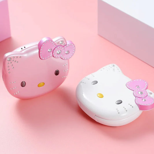 2024 New Kawaii Sanrio Hello Kitty Flip Phone Cartoon Cute Children White Pink Mini Phone Birthday Gifts For Kids Toys For Girls