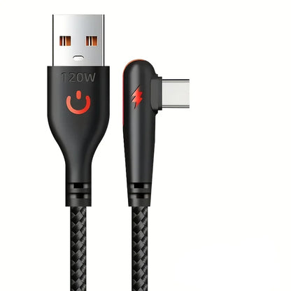 NNBILI 120W fast charging USB to Type-C cable, nylon braided, 90 ° elbow design with high power output suitable for Huawei oppo - Nova Electronics