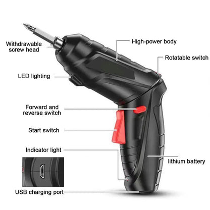 2/47pcs 3.6V Screwdriver Kit Rechargeable Lithium Battery Cordless Electric Screwdriver Drill Kit Folding Home Power Tools - Nova Electronics
