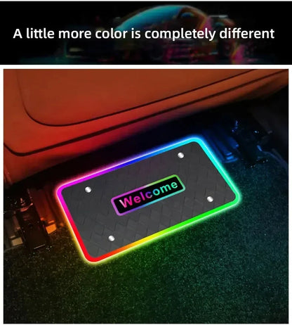 Symphony Car Foot Mat Ambient Light Welcome Logo App Control RGB Led Acrylic Car Interior Decorative Atmosphere Neon Lamp