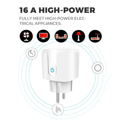 Tuya Wifi Smart Socket EU Plug 16/20A Power Monitor Remote Control SmartLife APP Works with Alexa Yandex Alice Google Assistant - Nova Electronics