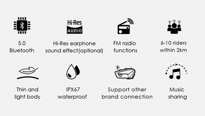 FreedConn FX Motorcycle Bluetooth Intercom Headset for 10 Riders - Crystal Clear Audio, 1.2 Mile Range, Waterproof - Nova Electronics