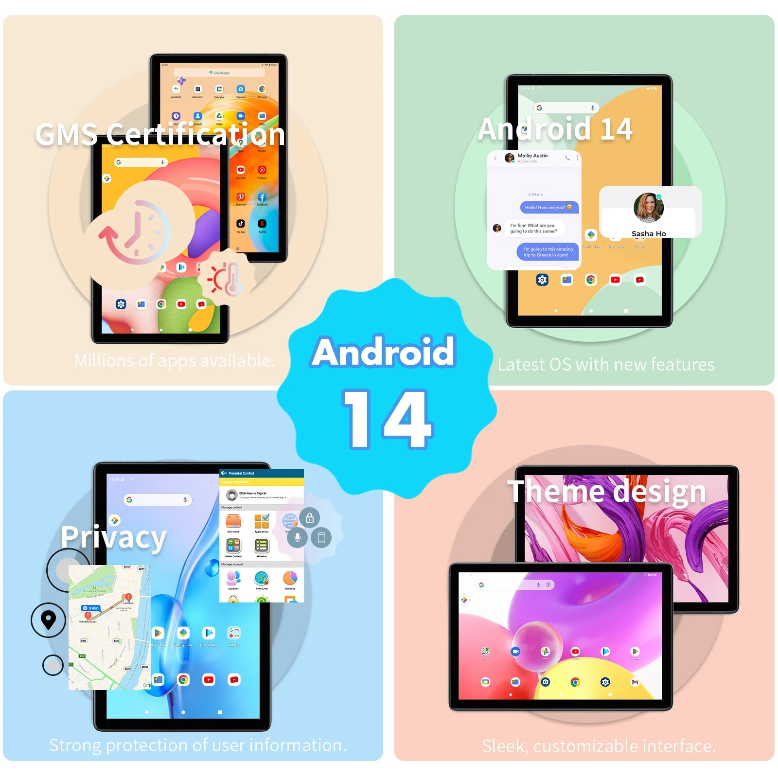 10.1" Android 14 Tablet with Keyboard & Stylus – 8GB RAM, 128GB Storage, Octa-Core, 8000mAh Battery, Dual Cameras, HD IPS Display, WiFi, Google Certified (Includes Case & Mouse) - Nova Electronics