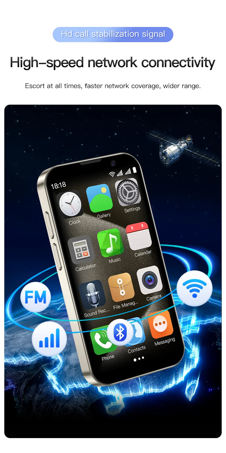 Mini Smartphone 3 Inch Android 8.1 Unlocked Dual SIM 2GB+16GB MTK6580 Quad Core Face Recognition WiFi Bluetooth GPS Compact Mobile Phone with Type-C Charging 5MP Camera 1000mAh Battery for Travel Backup Emergency