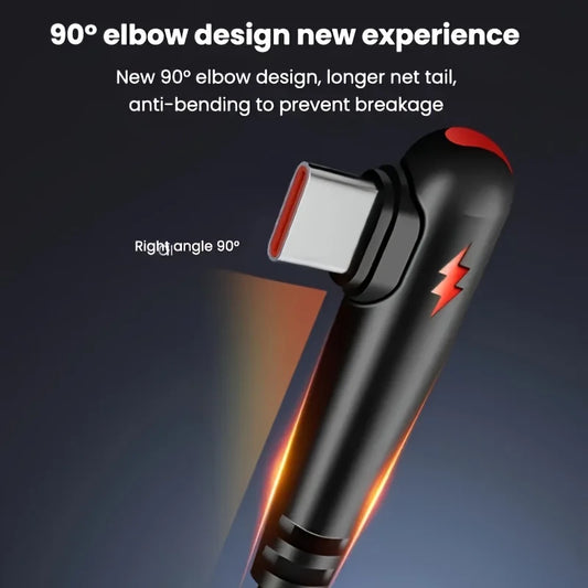 NNBILI 120W fast charging USB to Type-C cable, nylon braided, 90 ° elbow design with high power output suitable for Huawei oppo - Nova Electronics