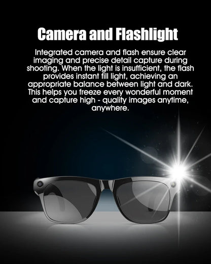 K HD AI Smart Glasses Voice Assistant ChatGPT Camera 100MP Bluetooth Calling 260mAh 30+ Hour Battery WiFi NFC Connectivity Android Compatible Hands-Free Recording Music Control Smart Eyewear