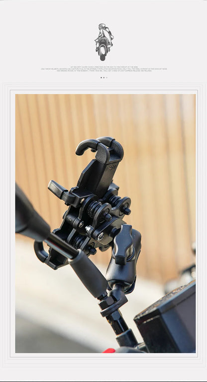 Motorcycle Bike Phone Holder w/ Shock Absorbe Handlebar Fork Stem Mount GPS Clip for 4.7-7.1 inch Shockproof Mobile Phone Stand - Nova Electronics