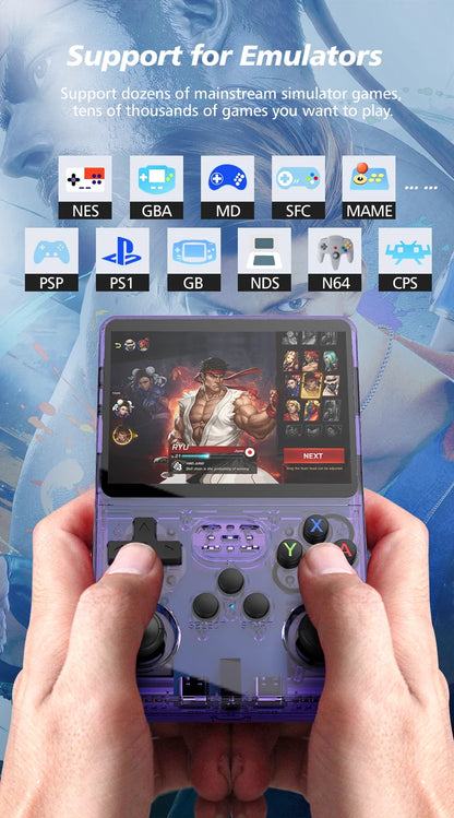 Handheld Game Console 3.5" Screen 15000+ Retro Games PSP PS1 N64 Portable Gaming Device 3000mAh Battery ArkOS System 640x480 Display Rechargeable Emulator Player for Kids Adults Gamers Travel Entertainment