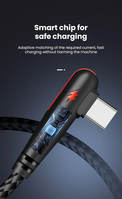 NNBILI 120W fast charging USB to Type-C cable, nylon braided, 90 ° elbow design with high power output suitable for Huawei oppo - Nova Electronics