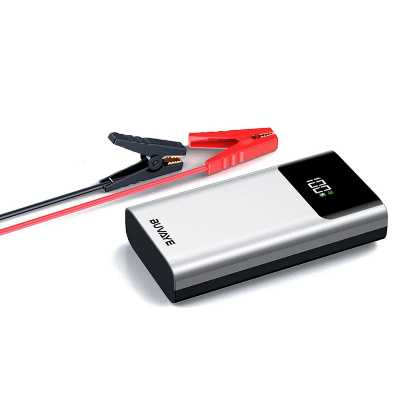 BUVAYE Portable Car Jump Starter 8000-10000mAh Battery Booster 800A Peak Current 12V Emergency Power Bank USB Charger LED Flashlight SOS Lighting Kit for Gas Diesel Engines Auto Safety Tool