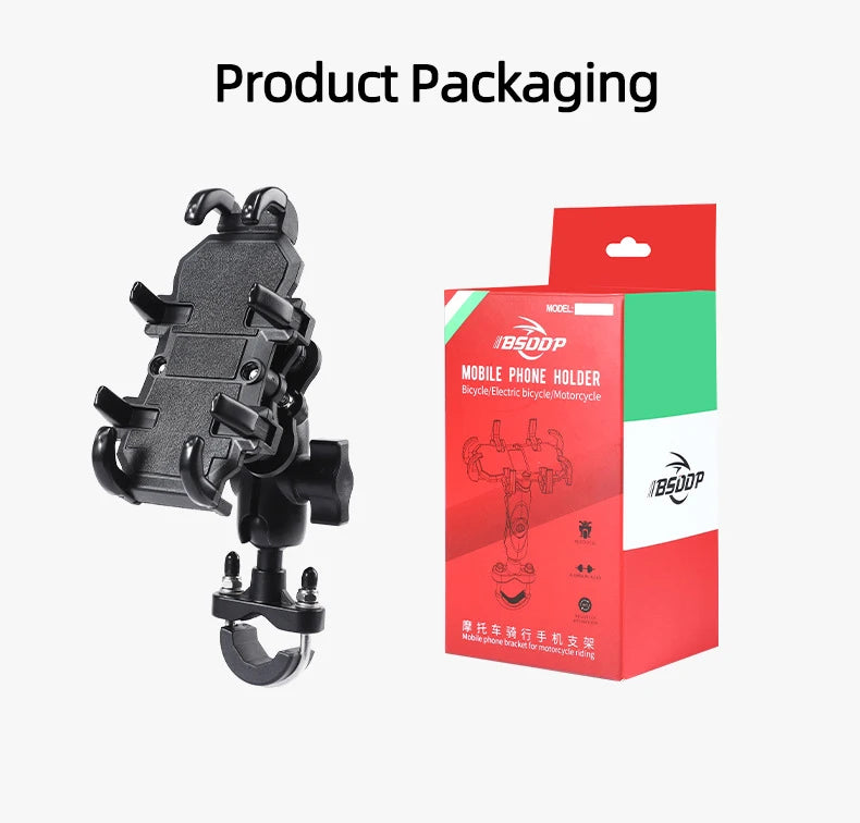 Motorcycle Bike Phone Holder w/ Shock Absorbe Handlebar Fork Stem Mount GPS Clip for 4.7-7.1 inch Shockproof Mobile Phone Stand - Nova Electronics