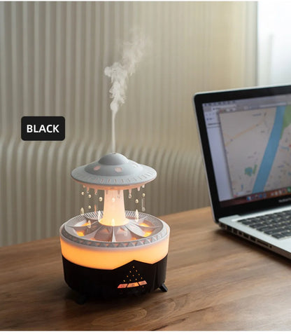 UFO Rotating Raindrop Aromatherapy Essential Oils Air Diffuser with RGB Night Lamp Remote Controls UFO Ultrasonic Air Humidifier