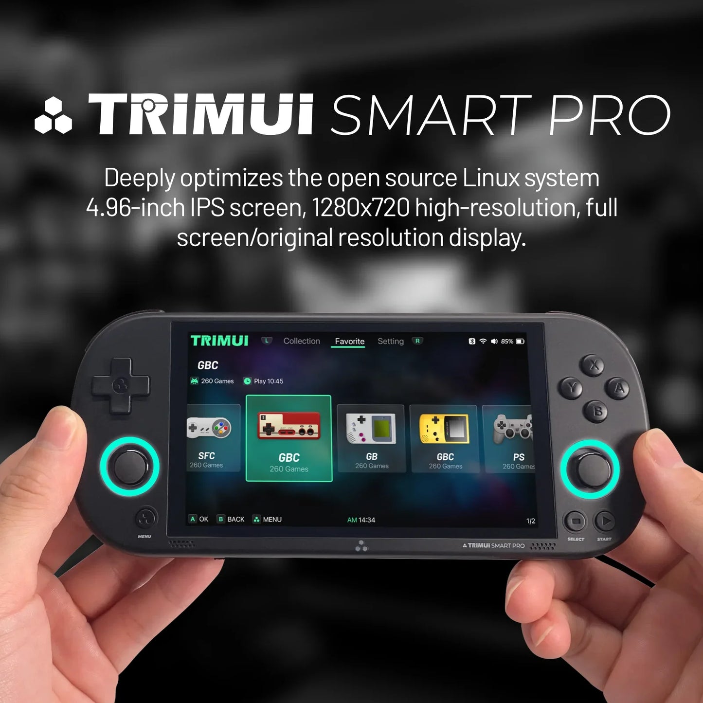 TRIMUI Smart Pro Handheld Game Console with 12000+ Retro Games, 4.95" IPS Display, 5000mAh Battery, 64GB Storage