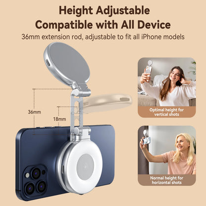 TELESIN Magnetic Fill Light Mini Selfie Light 3 Modes Adjustable Brightness for Smartphone Iphone XIAOMI HUAWEI SAMSUNG Phone