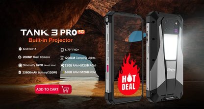 Unihertz 8849 Tank Mini Rugged Smartphone 4.3 Inch Display Android 13 5800mAh 24GB 256GB Helio G99 Octa Core 100MP Cameras IP68 - Nova Electronics