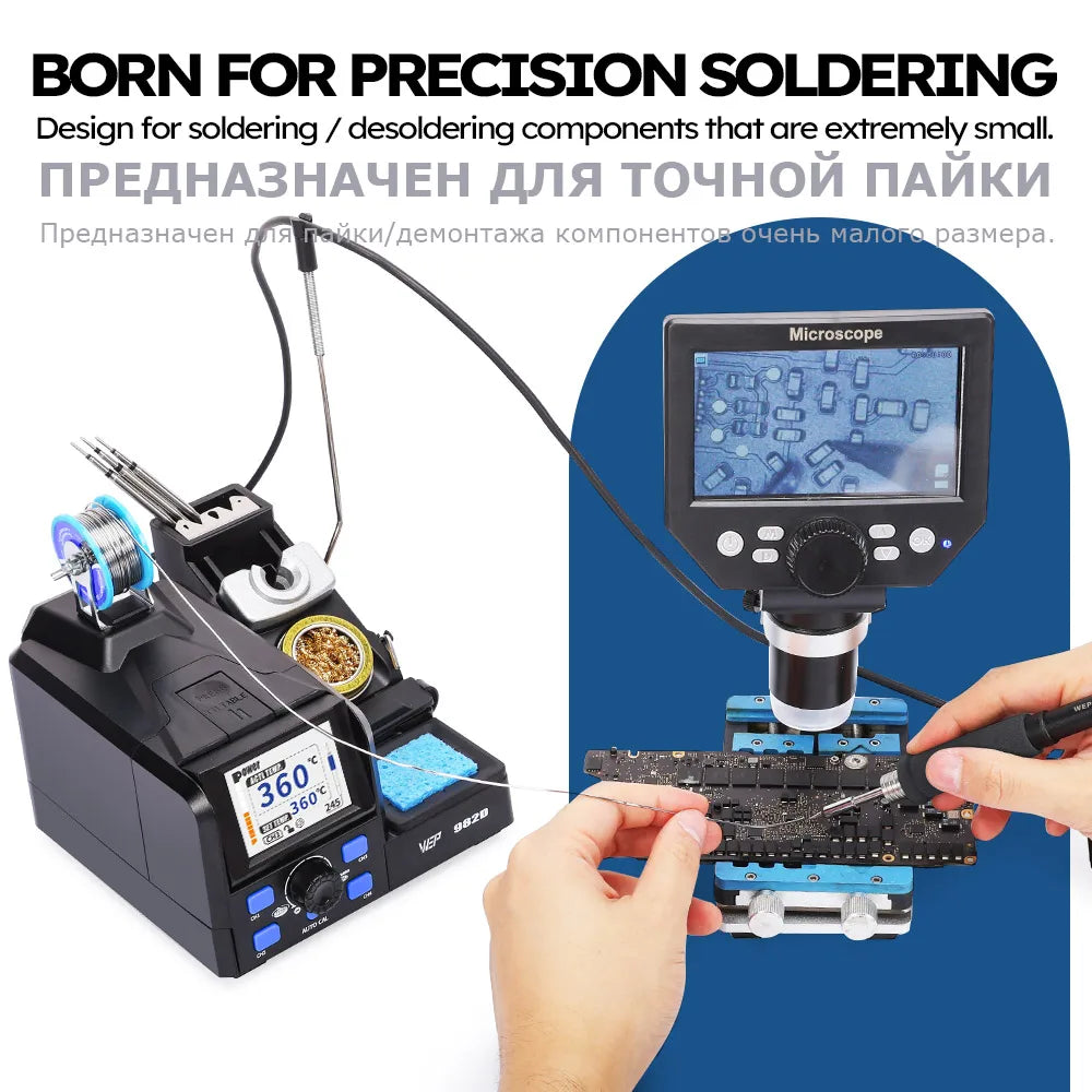 WEP 982D Precision Soldering Station 150W Rapid Heating Auto Calibration Professional Iron for SMD IC Repair C245 C210 982D-II - Nova Electronics