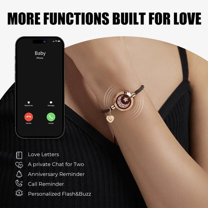 Long Distance Touch Bracelets for Couples, Vibrating & Light Up Smart Jewelry to Stay Connected Anywhere, iOS & Android App Compatible with Secret Messaging & Anniversary Reminders, Adjustable Romantic Gift Set
