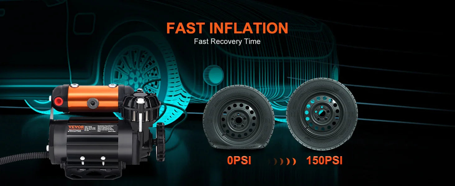 VEVOR Car Air Compressor Portable Tire Inflator Heavy Duty 3.5CFM Air Pump Kit for Auto Accessories Jeep Vehicle with Air Tools - Nova Electronics