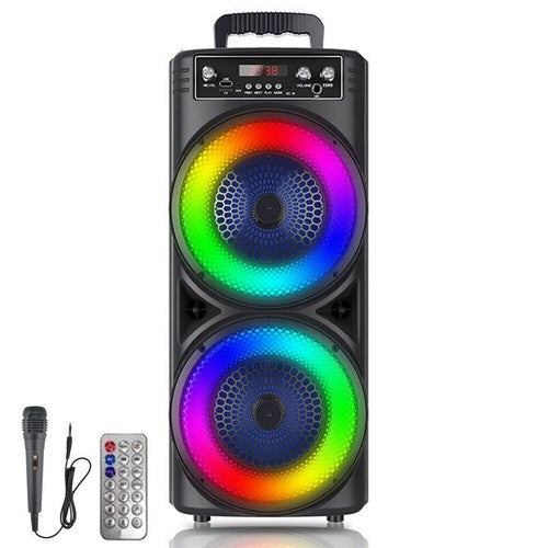 6000W Portable Bluetooth Speaker with Dual 8" Subwoofers – Deep Bass Wireless Party Sound System with Mic, FM, and Rechargeable Battery for Outdoor Events, Home Gatherings & Karaoke - Nova Electronics