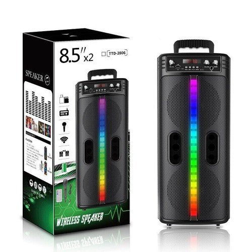 6000W Portable Bluetooth Speaker with Dual 8" Subwoofers – Deep Bass Wireless Party Sound System with Mic, FM, and Rechargeable Battery for Outdoor Events, Home Gatherings & Karaoke - Nova Electronics