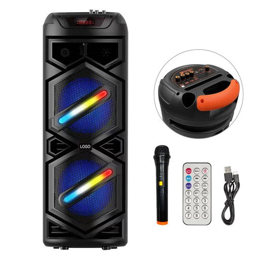 6000W Portable Bluetooth Speaker with Dual 8" Subwoofers – Deep Bass Wireless Party Sound System with Mic, FM, and Rechargeable Battery for Outdoor Events, Home Gatherings & Karaoke - Nova Electronics