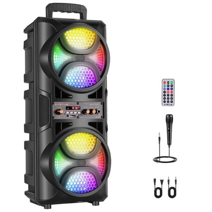 Portable Bluetooth Party Speaker Sub Woofer Heavy Bass Sound System & Mic lot - Nova Electronics