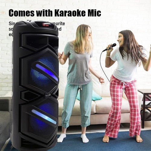 6000W Portable Bluetooth Speaker with Dual 8" Subwoofers – Deep Bass Wireless Party Sound System with Mic, FM, and Rechargeable Battery for Outdoor Events, Home Gatherings & Karaoke - Nova Electronics