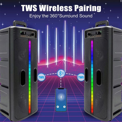 Portable Bluetooth Speaker: Heavy Bass Sound System for Parties & Events with Microphone - Wireless, Rechargeable, High-Fidelity Audio Experience - Nova Electronics