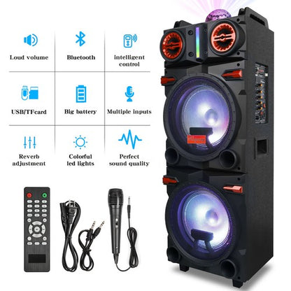 Portable Bluetooth Party Speaker Sub Woofer Heavy Bass Sound System & Mic lot - Nova Electronics