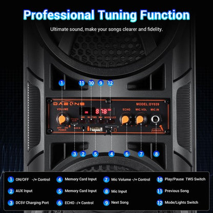 Portable Bluetooth Party Speaker Sub Woofer Heavy Bass Sound System & Mic lot - Nova Electronics