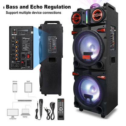 Portable Bluetooth Party Speaker Sub Woofer Heavy Bass Sound System & Mic lot - Nova Electronics